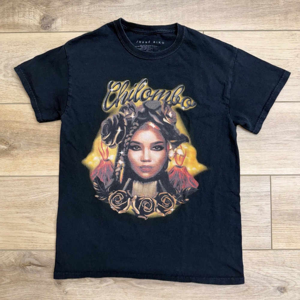 Jhene Aiko Chilombo T Shirt Graphic‎ Print Black Top Rare Faded R&B Smal